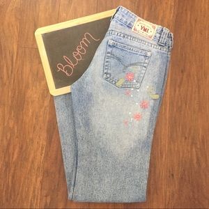 YMI Floral Embroidery Flare Jean